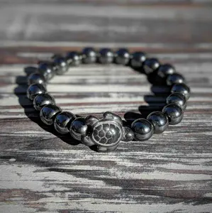 Hematite Turtle Bracelet – Grounding Strength & Ocean Calm