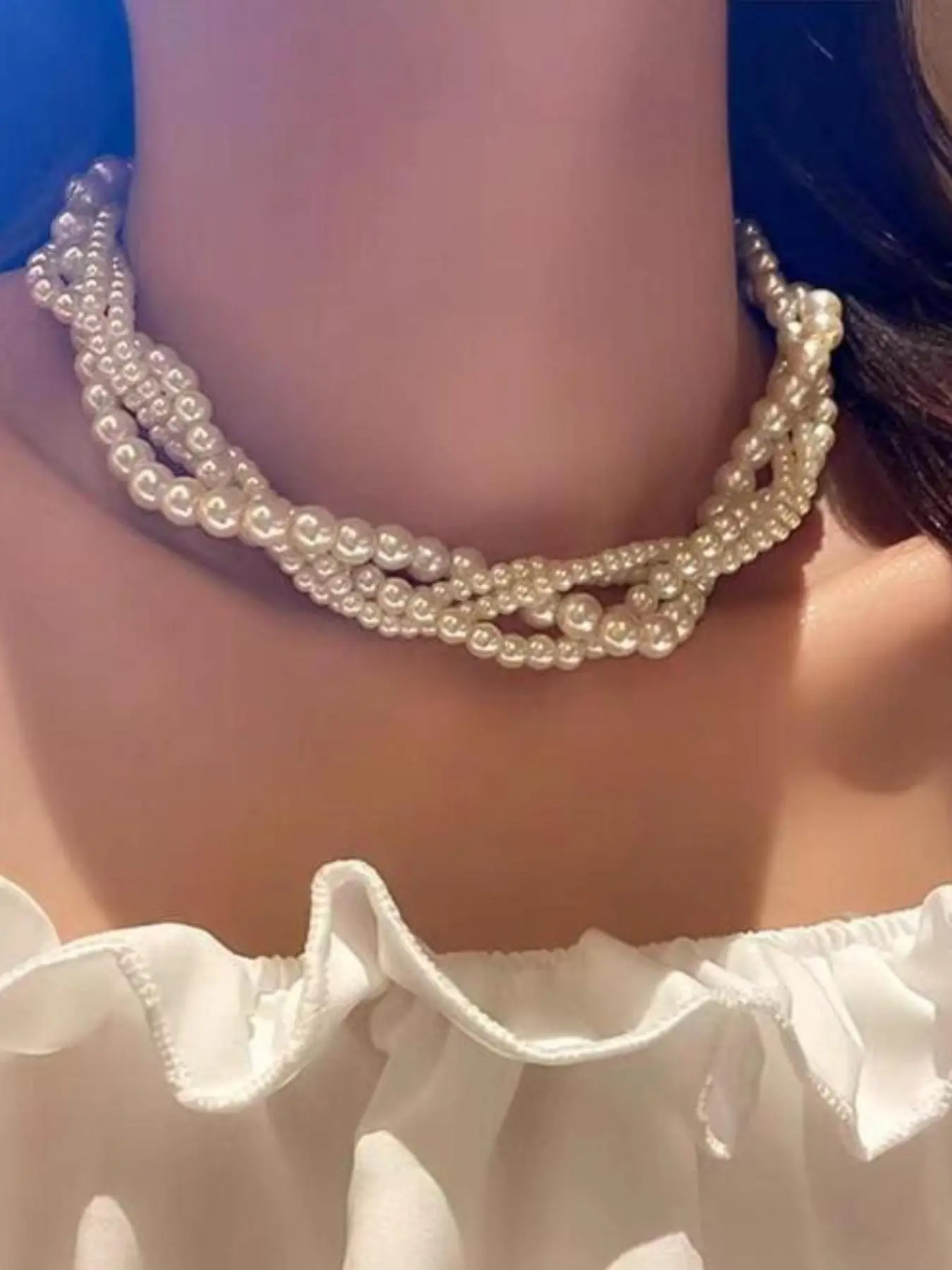 French Vintage Multi-Layer Pearl Necklace, Elegant Baroque Pearl Choker, Pearl Choker Jewelry, Perfect Gift for Couples & Best Friends, All Seasons Wear, Pearl Chain Necklace, String of Pearls