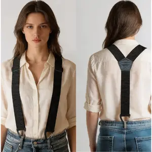 Hidden Suspenders for Men & Women Under-Clothing Adjustable No-Slip Straps 3 Snap Loop Design (1.5" Wide)