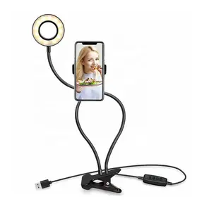 Phone Stand with Selfie Light 2-In-1