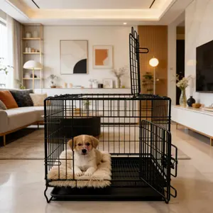 Small Dog Cage Indoor Home Use with Toilet Separation Foldable Cat Cage, Pet Kennel for Small Dogs, Convenient and Space-Saving Design