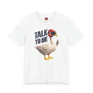 Talk to Me Goose Shirt featuring a confident goose in an aviator helmet.