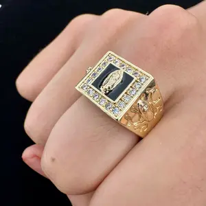 Virgen Mary Santa Muerte Ring 14k Gold Plated