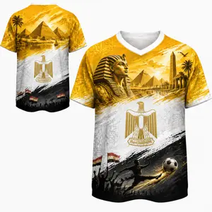 Egyptian Vintage Soccer Jersey - Pharaoh and Pyramid Inspired Graphic Sports Shirt with V-Neck - Perfect for Fans and Supporters