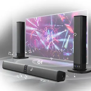 Separable Home Theater Wireless Surround TV Soundbar System with 4 Subwoofers TF/AUX/FM/RCA/TWS, 2in 1 Detachable TV Sound Bar for Computer, TV And Music Entertainment