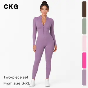 CKG Women's 2-Piece Sun Protection Activewear Set - Lightweight Zip-Up Jacket, High-Waist Leggings, Breathable Stretch Outfit for Running, Outdoor Sports