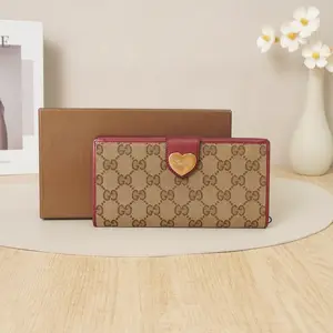 Pre-owned GUCCI Canvas (with leather trim) Small Leather Goods Long Wallet DS066594 A124