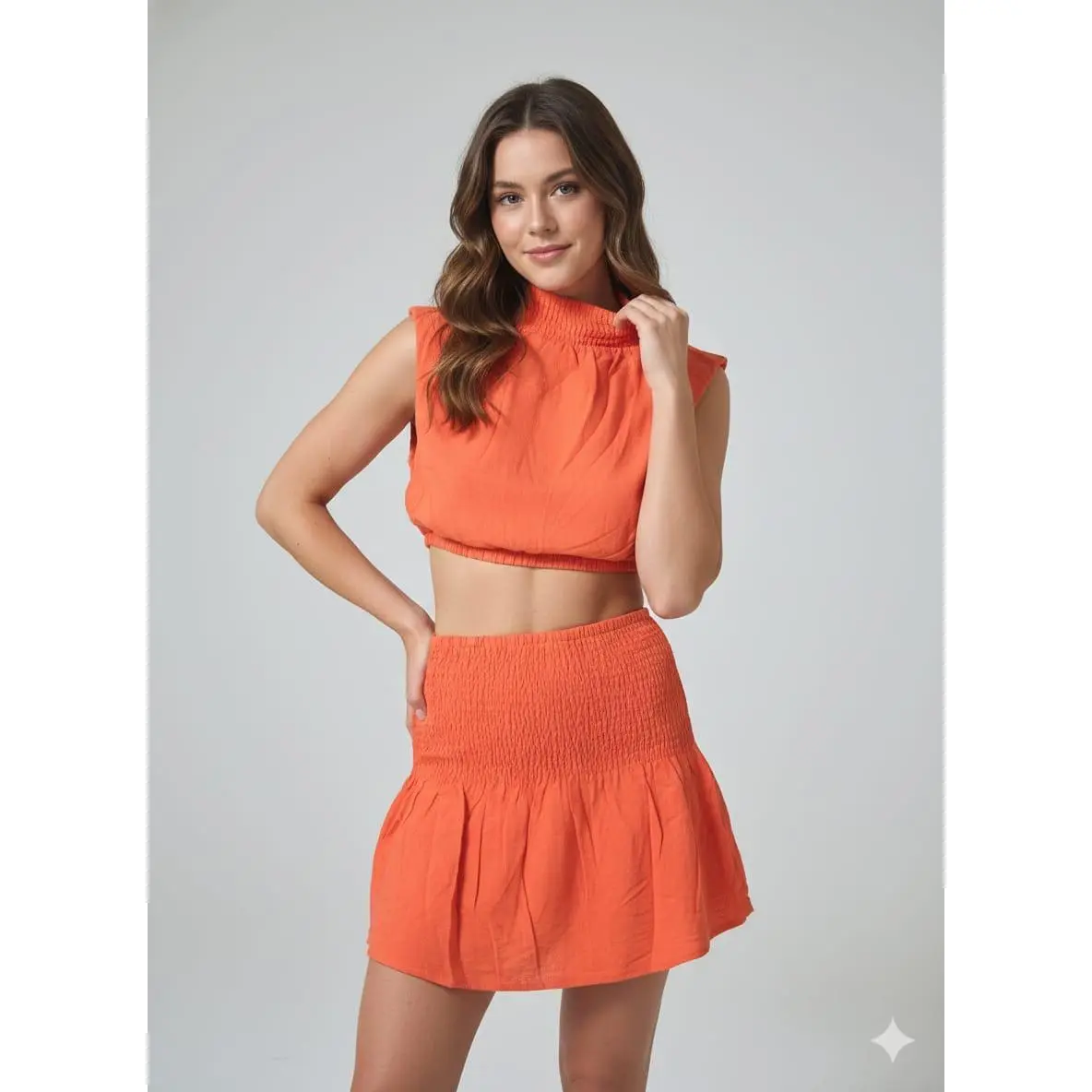 Smocked Texture Crop Top & Mini Skirt Set