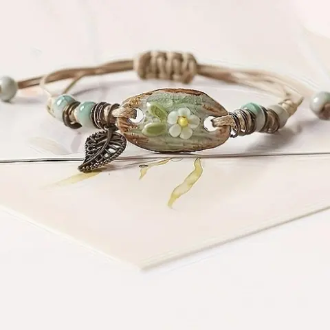 Mother's Day Gift Vintage Leaf Charm Decor Braided Bracelet, Elegant Handmade Bracelet for Women & Girls, Trendy All-match & Exquisite Jewelry for Birthday Gift, Fashionable Bracelet, Fashionable Bracelet Style