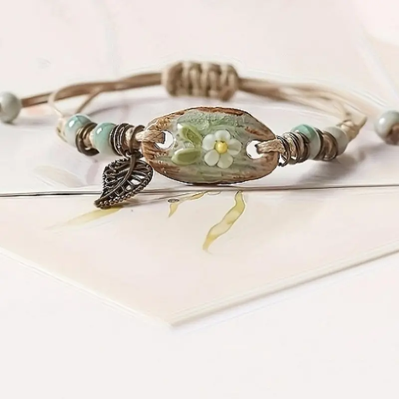 Mother's Day Gift Vintage Leaf Charm Decor Braided Bracelet, Elegant Handmade Bracelet for Women & Girls, Trendy All-match & Exquisite Jewelry for Birthday Gift, Fashionable Bracelet, Fashionable Bracelet Style