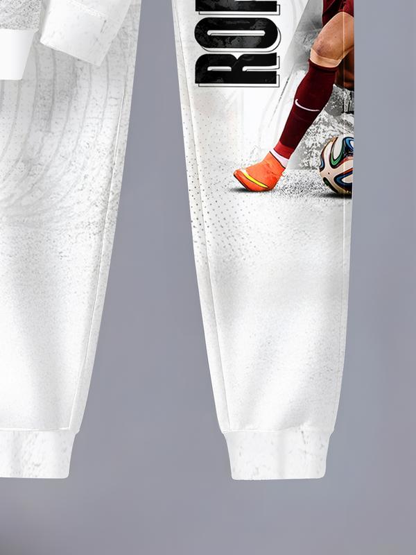 Boy's CR7 Football Themed Sweatsuit with Soccer Number Prints, Hooded Sweatshirt and Pants, Casual Outfit for Spring & Fall Boy's CR7 Football Themed Sweatsuit with Soccer Number Prints, Hooded Sweatshirt and Pants, Casual Outfit for Spring & Fall