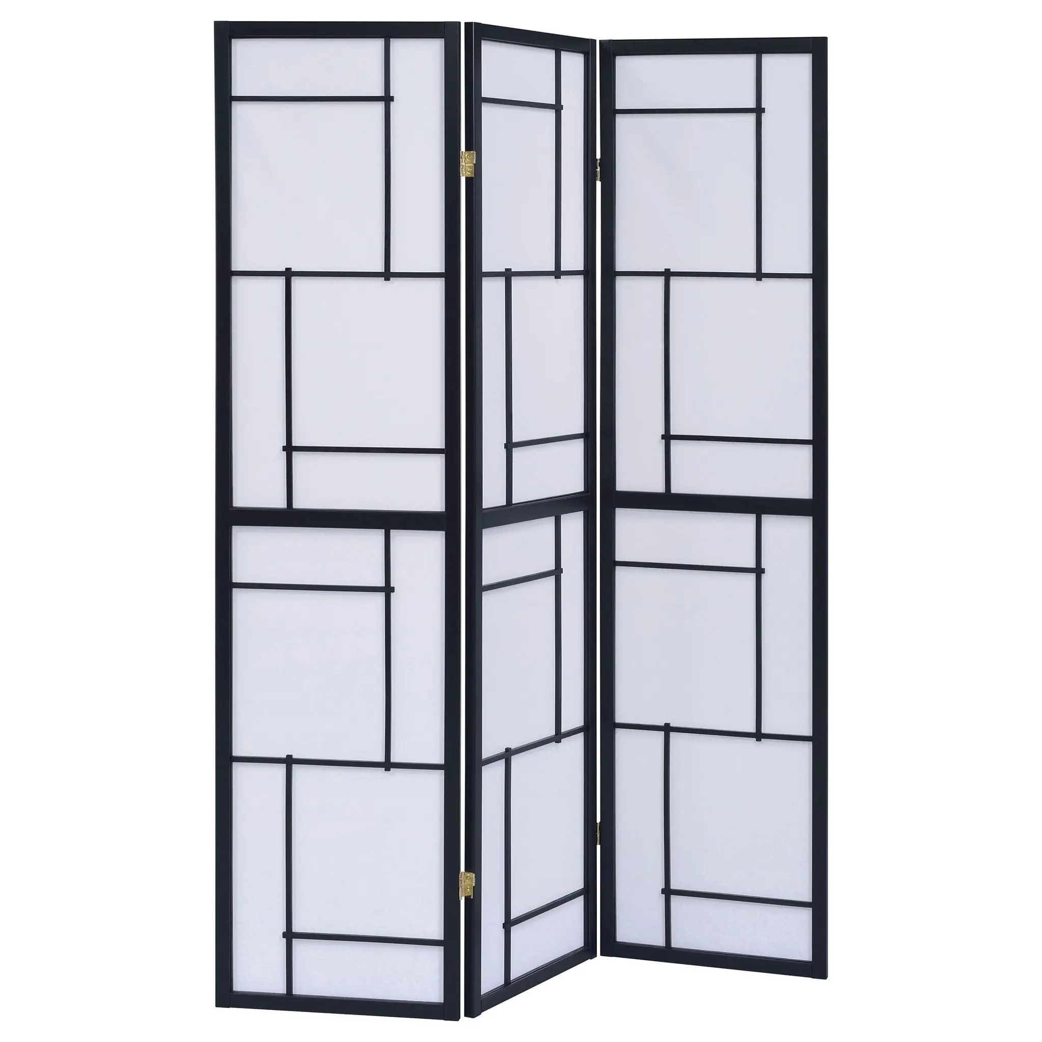 Reese - 3 Panel Room Divider Folding Shoji Screen With Accents - Beige / White