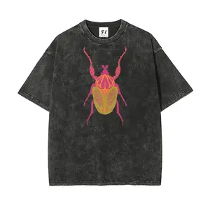 “Pink ladybug” S~5XL Oversize Unisex Washed T-Shirt for Women and Men's Unisex Fit Batik Cotton Oversize Streetwear Menswear  Super Soft Pre-Shrunk