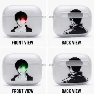 Toji Fushiguro Anime AirPods Case with Keychain, Frosted PC Protective Cover for AirPods Pro, Jujutsu Kaisen Manga Earbuds Case Gift for Him Her
