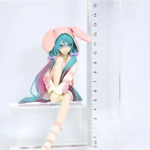 Figura de Anime nuevo de 15CM, figura de tapón de fideos HATSUNE MIKU, pijamas con Orejas de conejo, modelo de muñeca de juguete, colección de figuras de acción, regalo de PVC