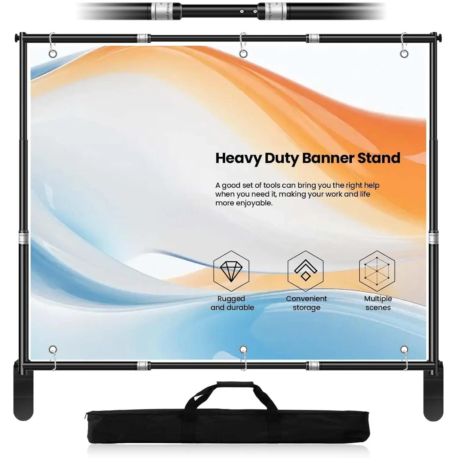 10x10ft Heavy Duty Backdrop Stand Kit - Adjustable Step and Repeat Photo Banner Stand for Photography, Trade Shows, Photo Booths, Events(Black)