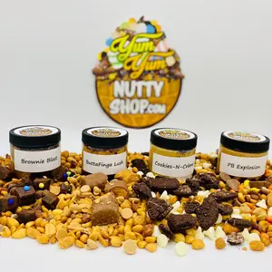 Small Batch Peanut Butter Desserts - MINIS Sample Pack - 4oz Brownie Blast , 4oz ButtaFinga Lush, 4oz Cookies ‘n’ Crème , 4oz PB Explosion