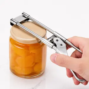 Stainless Steel Jar Opener for Seniors, Adjustable Manual Bottle Lid Opener with Easy Grip Handle, Kitchen Can Opener Tool for Tight Lids and Everyday Jars