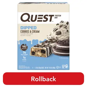 Quest Dipped Cookies and Cream Protein Bar, 4PK