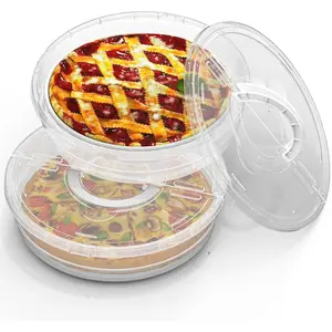 12inch 2 Pack  Storage Container with Lid and Handle,  2 Compartments Pizza Slice Storage Container, Round Pie Carrier Leftover Pizza Keeper for  Cake Cheesecake Tortilla Pastry