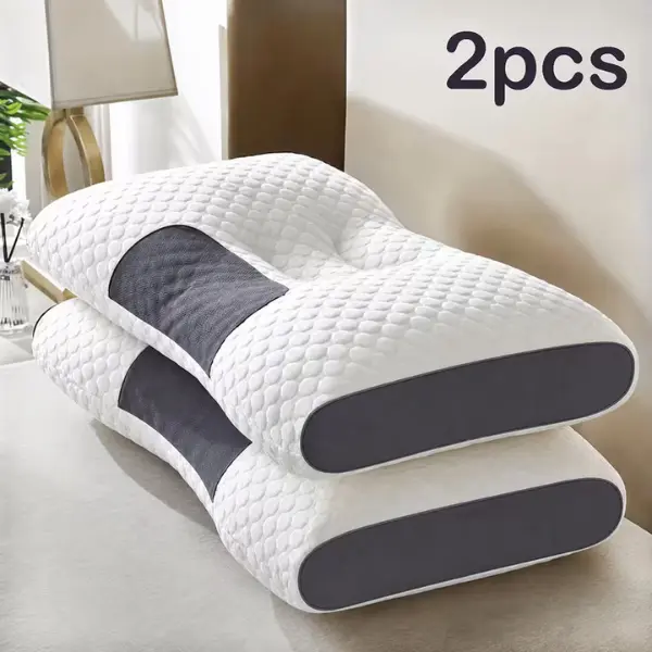 Orthopedic Contour Neck Pillow 2-Pack – Ergonomic Memory Foam Cervical Support Pillow, Contoured Side Sleeper Pillow with Shoulder Cutout, Breathable Quilted Cover for Side, Back & Stomach Sleepers