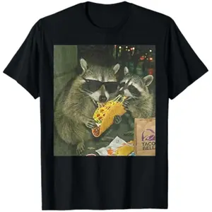 Funny Vintage Raccoon Eating Tacos Meme Humor Men Women T-Shirt