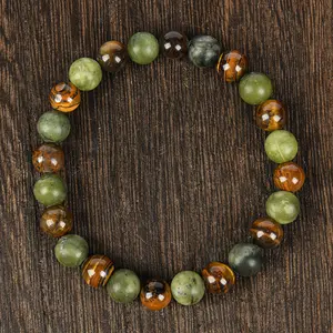Unisex Tiger Eye Beaded Bracelet, Colorblock Crystal Stretch Bracelet, Money Attraction & Protection Jewelry, Manifest Abundance Good Fortune, Daily & Holiday Gift for Men Women