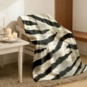 1pc UltraSoft Flannel Blanket with Realistic Black & White Zebra Stripe Design AllSeason Cozy Throw for Sofa, Bed, Travel, Camping, Office Machine Washable, Contemporary Style, Digital Prin