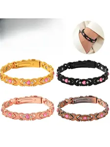 European and American fashion detachable heart-shaped magnetic bracelet made of eco-friendly alloy with diamonds, adjustable for ladies' wristbands