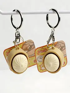Realistic Steamer Dumpling Hanging Toy, Stress Relief Squeeze Keychain Card, Cute All-Seasons Pressure Relief Doll Accessory