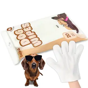 Golipal PET Glove WipesFreshening Grooming Dog&Cat Disposable 20Pcs pet hair removal tool Satisfied skin care Outdoor No-clean Hypoallergenic Facial Disposable No-Rinse Grooming Formulated for petwipes Deodorizing sticky hair#petlife