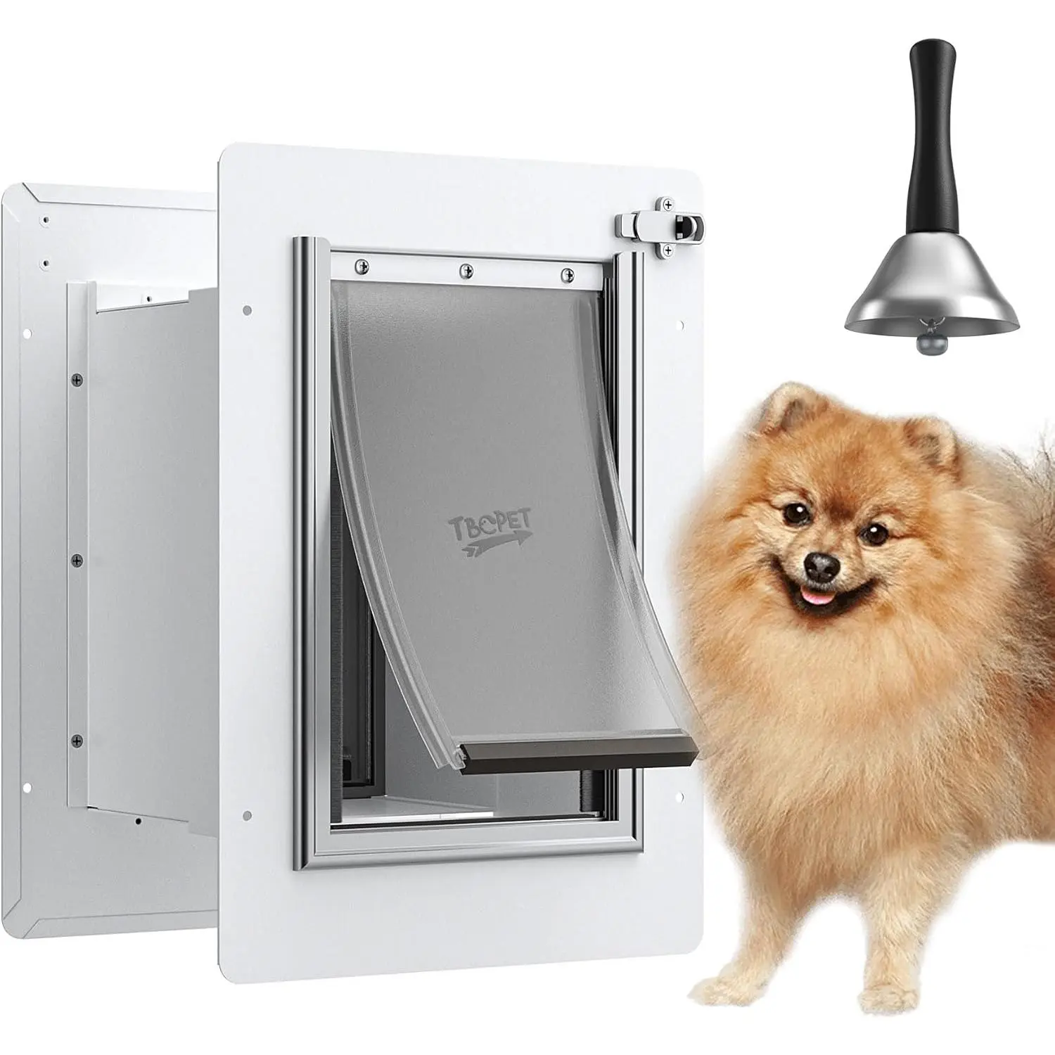 Pet Door for Wall - Steel Frame, Telescoping Tunnel & Double Silicone Flaps Dog Door, Cat Doors with Secure Lock (Cat Up to 10 lbs) - Small