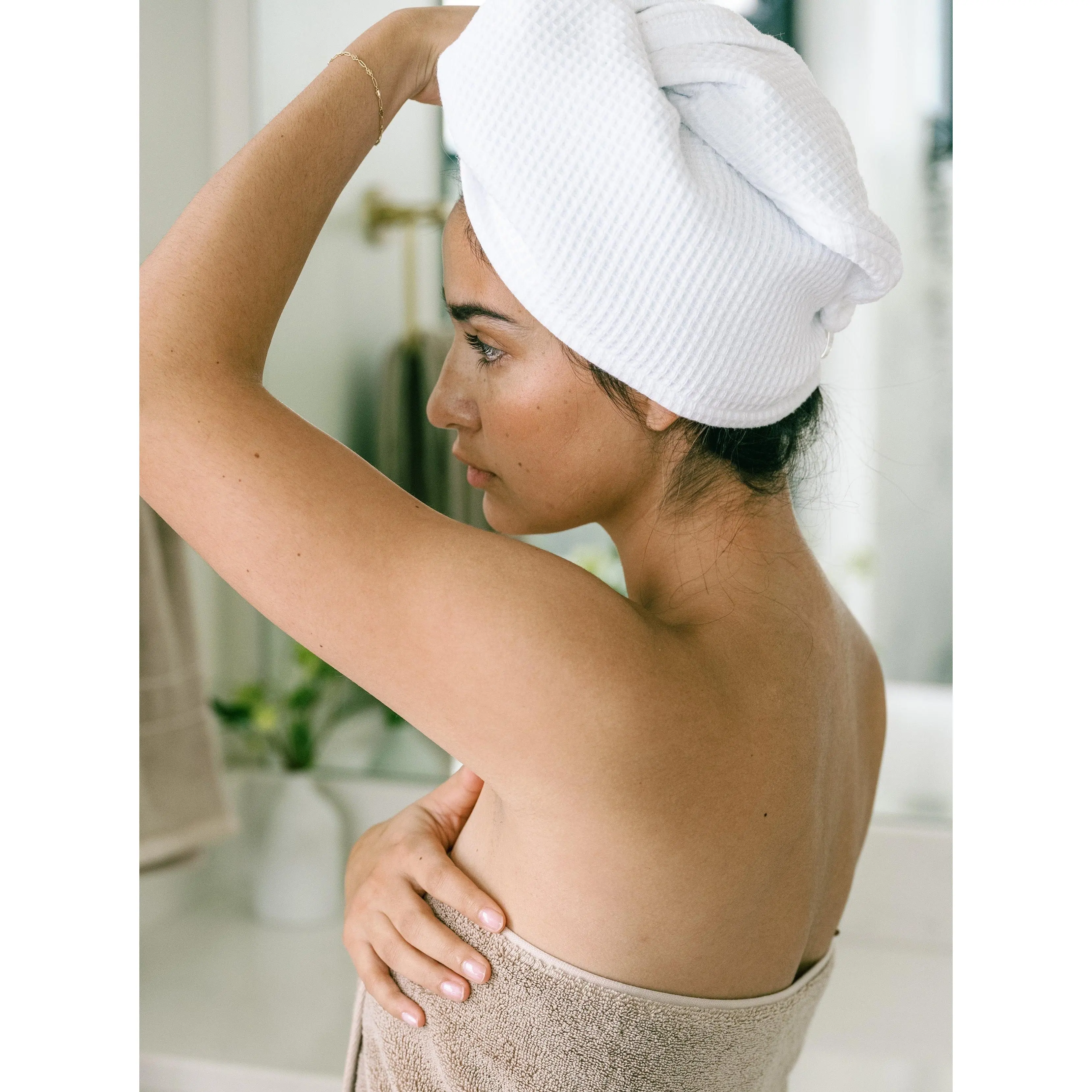 Cozy Earth Waffle Hair Towel | Dual-Sided Bamboo Viscose & Cotton Hair Wrap with Waffle Weave Cozy Earth Waffle Hair Towel | Dual-Sided Bamboo Viscose & Cotton Hair Wrap with Waffle Weave