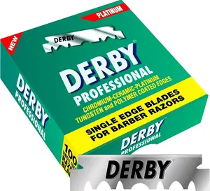 Derby Professional Platinum Single Edge Razor Blades 100 Count Chromium Ceramic Polymer Coated Edges for Barber Razors