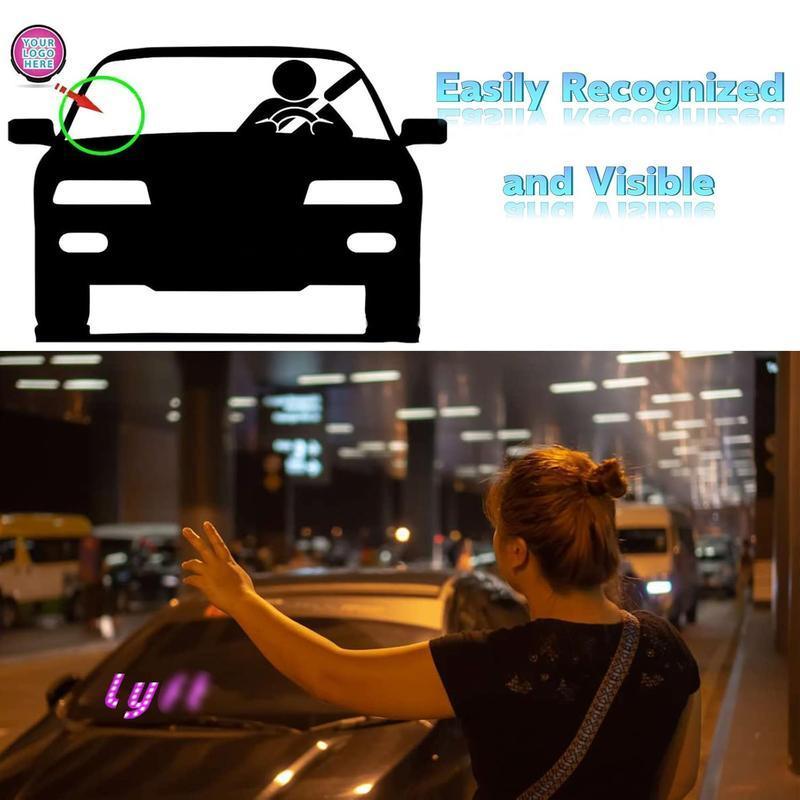 USB LED Car Windshield Light Sign with Suction Cups - Adjustable Brightness Taxi UBER Lyft Sign for Dashboard, Easy Installation Universal Car Accessories with USB Plug for Cars, Trucks, SUVs