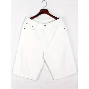Loose Fit Men's Solid Capri Denim Pants, Versatile Summer Fashion Leisure Jorts Jean Streetwear White Menswear