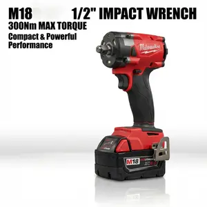Milwaukee M18 1/2" Impact Wrench 300Nm m electric driver car truck repair power tool 4-mode drive control chrome sockets and