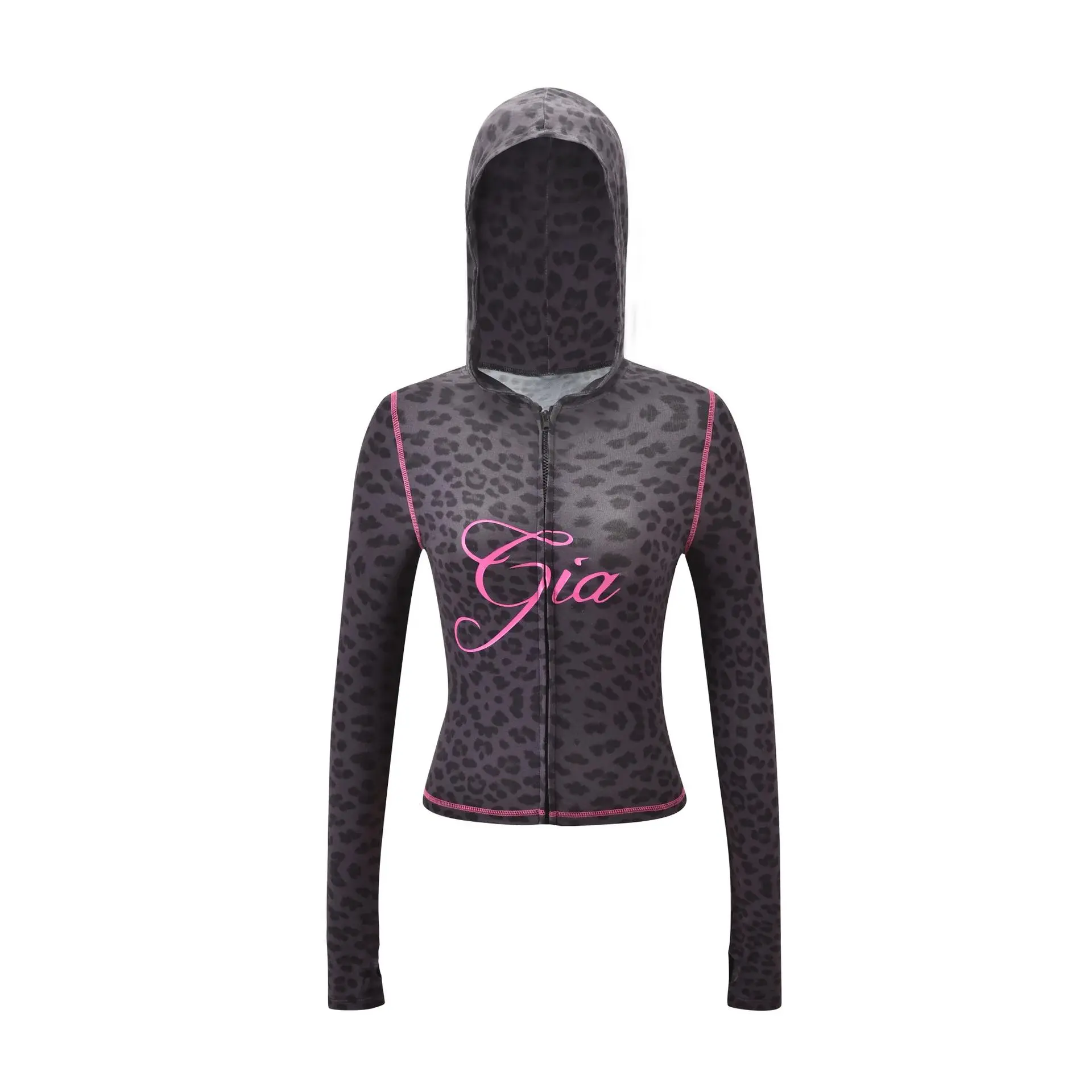 Pink black leopard print jacket