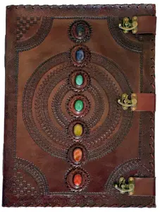 7 Stone leather blank book w/ 3 latch