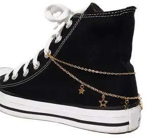 Mixed Gold Star Double Chain Canvas High-top Shoe or Boot Chain Also Available in Silver