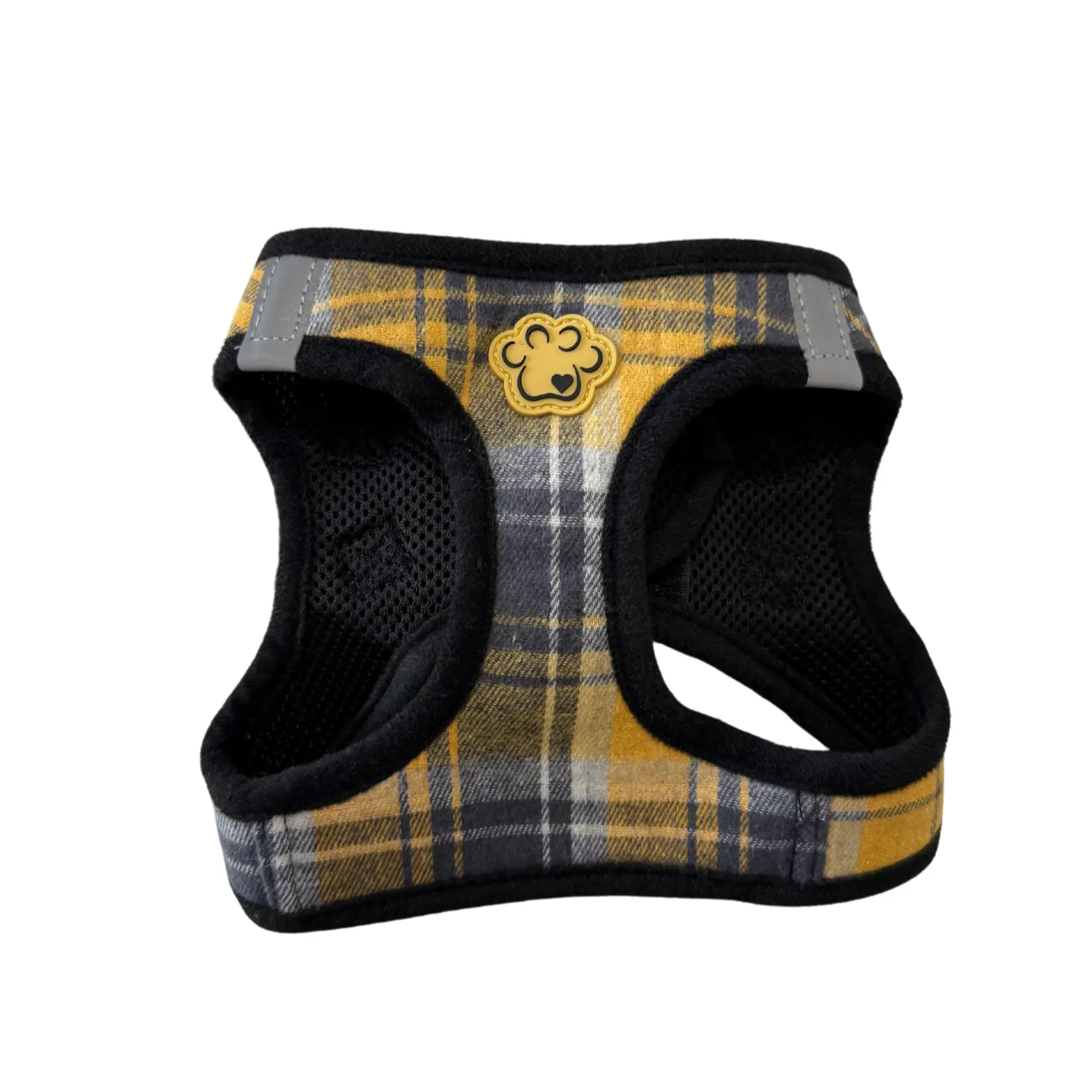 Tartan Pattern Pumpkin Soft Dog Harness with Adjustable Chest Measurement Ruler, Comfortable Pet Collar & Harness Accessory