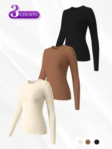 Women's Seamless Long Sleeve Yoga Top, Breathable Tight-Fit Sports Shirt, Comfortable Gym Vest for All Seasons, Qfen Sport