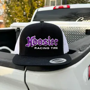 Vintage Hoosier Racing Tire Hat | Motorsport Trucker Hat | Dirt Track Racing Cap | Embroidered Racing Snapback | Drag Racing Hat | Car Enthusiast Cap | Unisex Flat Bill Snapback | Adjustable Mesh Hat | Hot Rod Style Cap