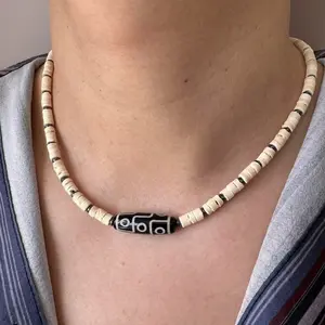 Men's Tibetan Agate Beaded Necklace