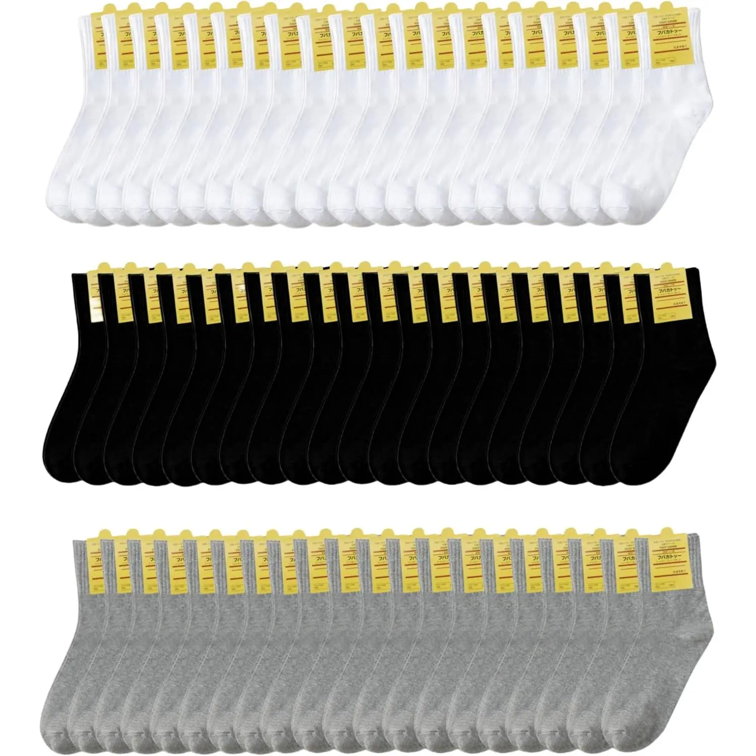 60 Pairs Disposable Socks with Individual Packaging, Bulk Athletic Socks for Homeless Gym Travel Guests, Men & Women