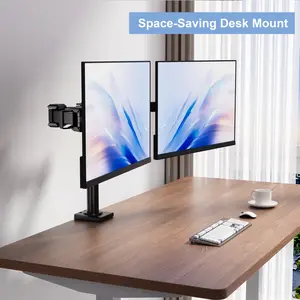 Dual Monitor Stand, Fully Adjustable Gaming Monitor Desk Mount for 17–32″ Computer Screens, Full Motion VESA 75x75/100x100 with C-Clamp & Grommet Base, Each Arm Holds 4.4 to 19.8 lbs
