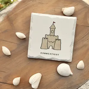 Sand Castle - Ceramic Connecticut Coaster - 4-1/4-in