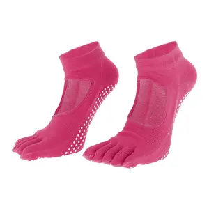 Unique Bargains Women's Closed Yoga Five Toe Socks Rose Red 1 Pair