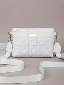 New Fashion Striped Shoulder Crossbody Handbag, Elegant Hardware Zipper Closure, Multi-Functional Travel Bag, Girls' Christmas Gift