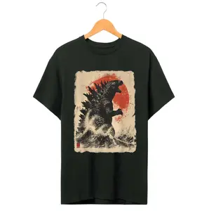 Japanese Godzilla Great Wave T-Shirt | Retro Vintage Godzilla and the Wave Youth Shirt, King of the Monsters Adult Youth Kids Shirt